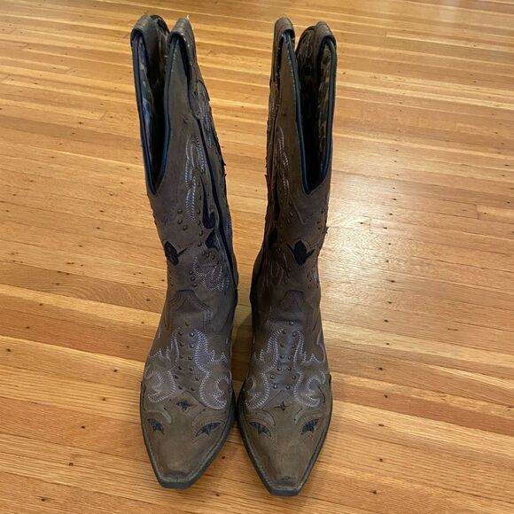 Laredo Western Brown Embroidered Cowboys Boots - Picture 3 of 8